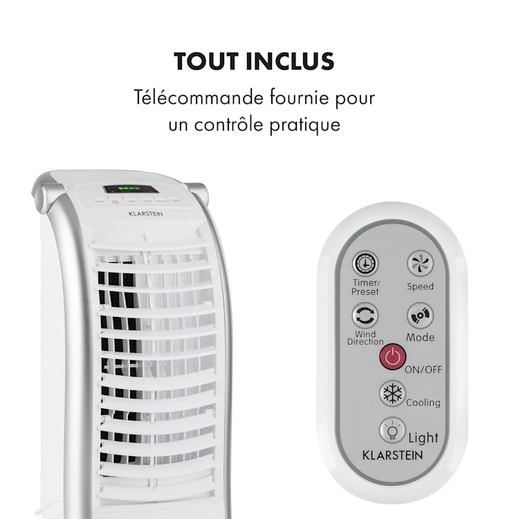 Maxfresh 3-en-1 rafraîchisseur d'air ventilateur humidificateur d'air 444m³/h 6 L télécommande Blanc