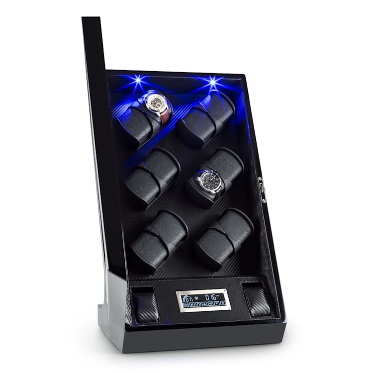 Klingenthal watch winder right-left run up to 2200 revolutions/day 12 watches RGB-LED touch lockable Black
