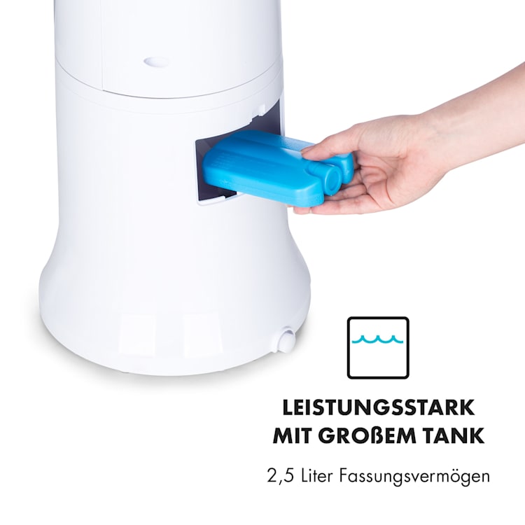 Highrise 3-in-1-Luftkühler Ventilator Luftbefeuchter 530 m³/h | 35 Watt | 2,5 Liter | 3 Geschwindigkeiten | Oszillation | Touch | Timer | Fernbedienung | mobil Weiß