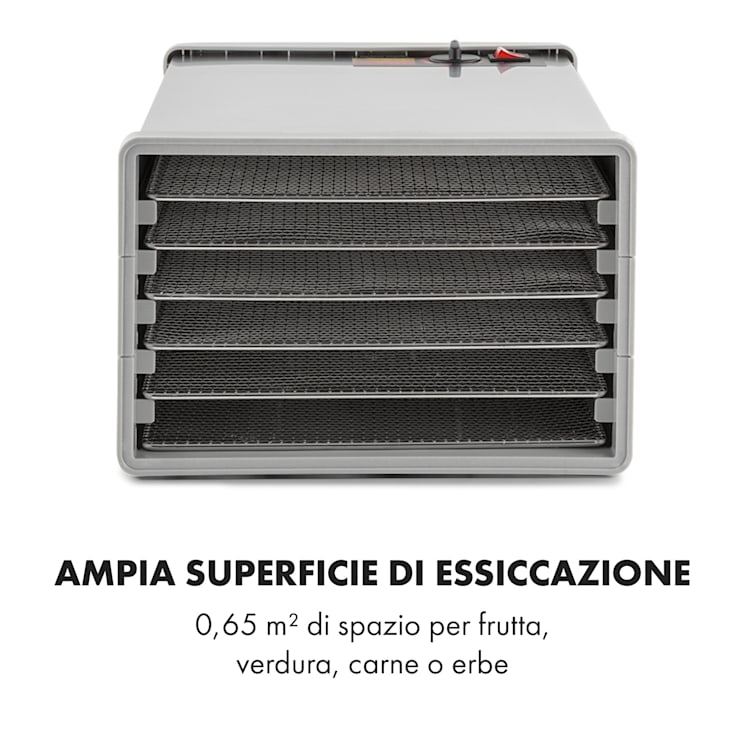 Fruit Jerky Steel 6 Essiccatore per Alimenti 630W 6 Piani Acciaio Inox 6 scomparti