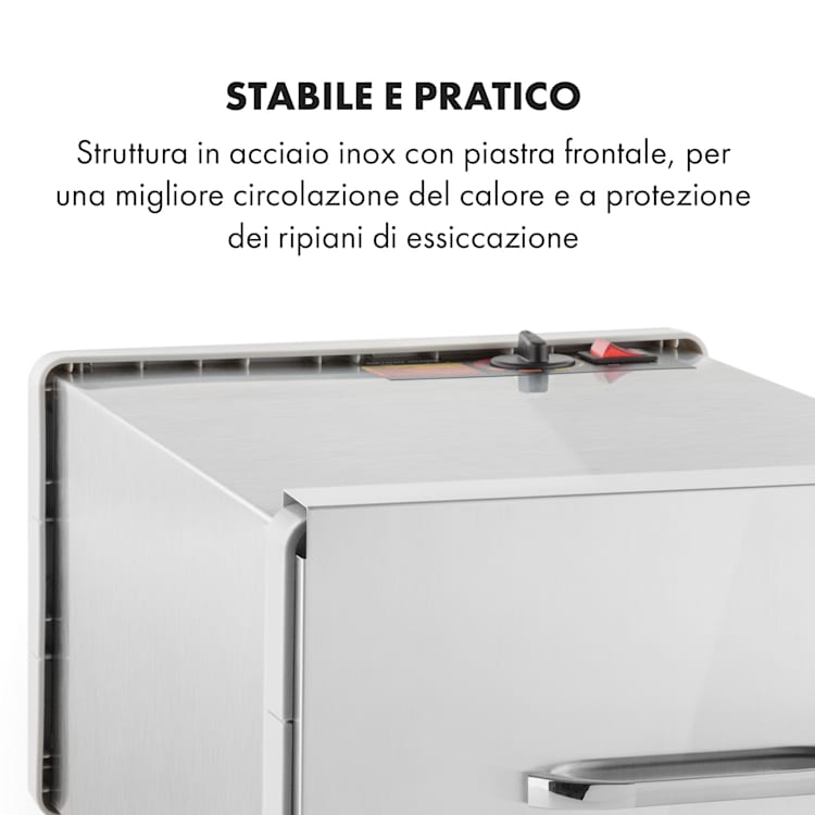 Fruit Jerky Steel 6 Essiccatore per Alimenti 630W 6 Piani Acciaio Inox 6 scomparti