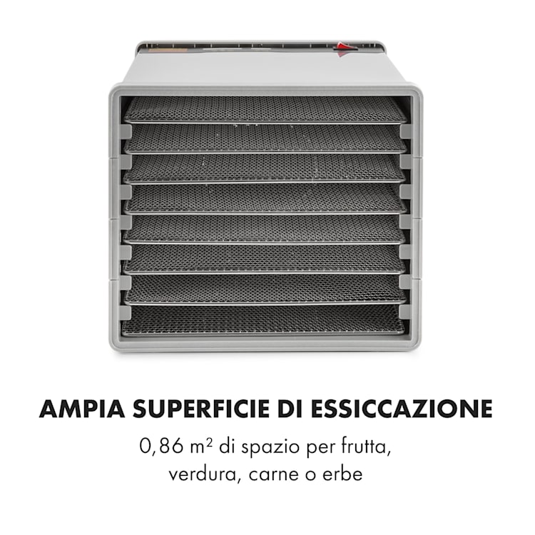 Fruit Jerky Steel 8 Essiccatore per Alimenti 630W 8 Piani Acciaio Inox 8 scomparti