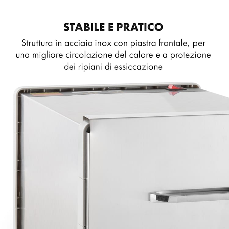 Fruit Jerky Steel 8 Essiccatore per Alimenti 630W 8 Piani Acciaio Inox 8 scomparti