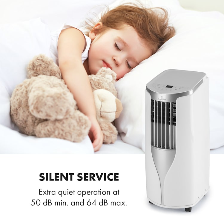 New Breeze 9 mobil luftkonditionering 4-i-1 9 000 BTU / 2,6 kW EEK A Golvhjul Timerfunktion Vit / Silver