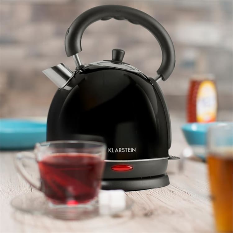 Teatime vattenkokare tekanna 1850 - 2200 W 1,8 l rostfri svart Svart