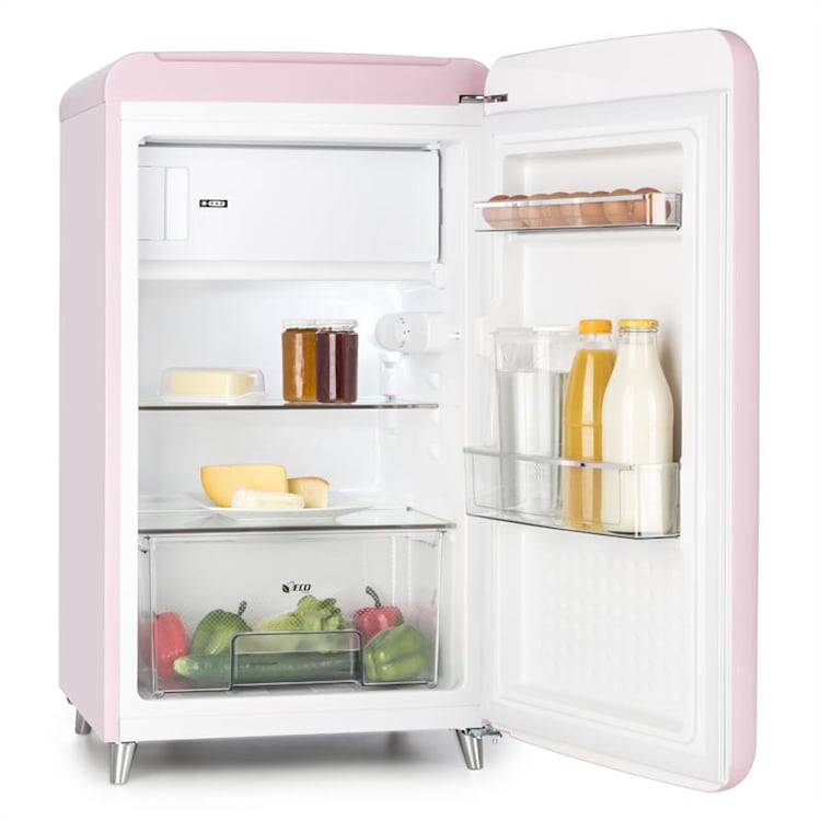 PopArt Pink retro chladnička A++, 108 l / 13 l mraziarenský priestor, ružová Ružová