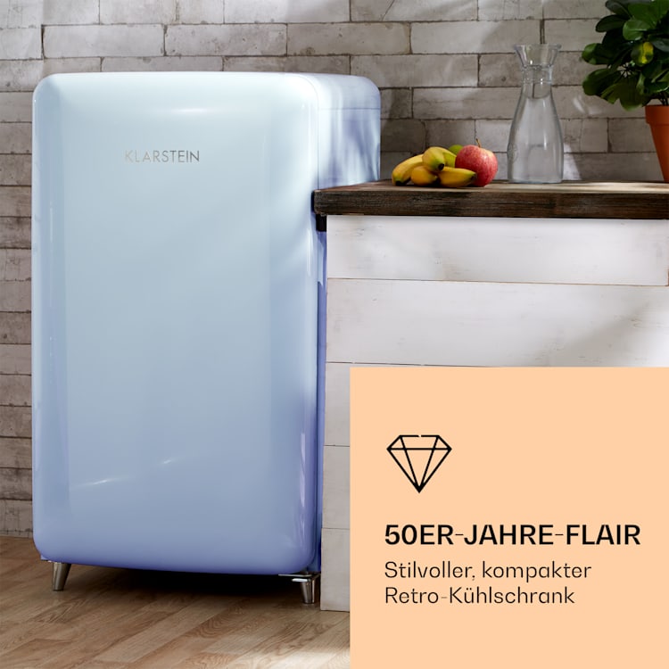 PopArt Retro-Kühlschrank 118 Liter Gefrierfach: 13 Liter regelbare Temperatur Blau