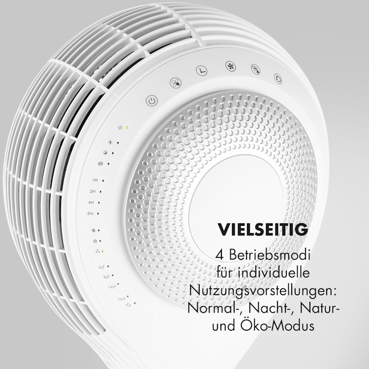 Airflex 360°-Standventilator | 56 W | 360° Oszillation | Körpererkennung | 245 m³/h | Timer | 4 Betriebsmodi | LED-Display | Timer | Fernbedienung