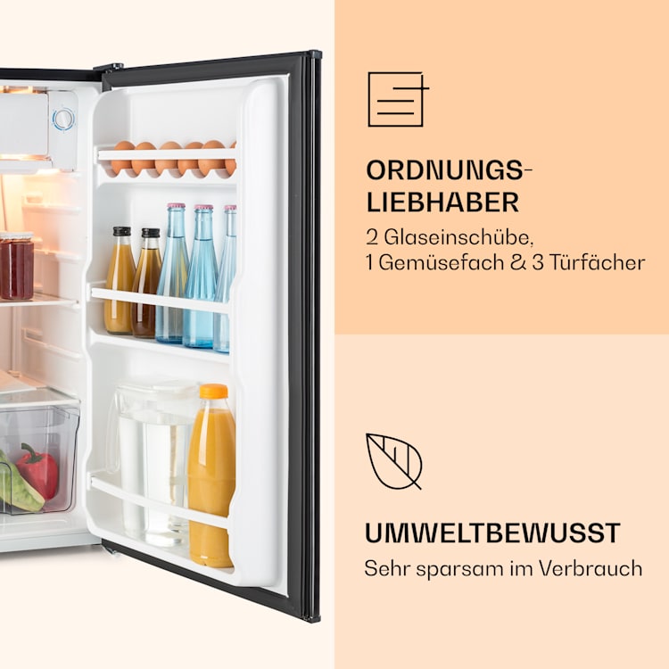 Alleinversorger Kühlschrank 91 Liter 2 Ebenen 5-Stufen-Thermostat Eisfach Schwarz