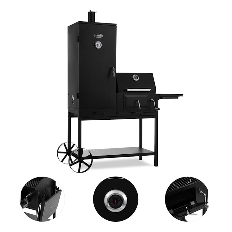 Klarstein Fleischbrocken, fekete, faszenes grillsütő, füstölő és barbecue grillsütő 