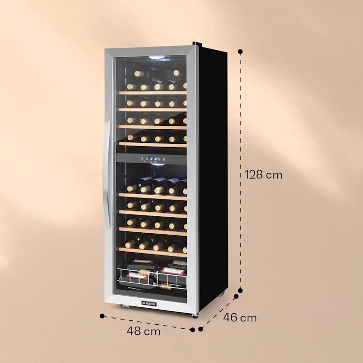 Vinamour 54 Duo Weinkühlschrank 2 Zonen 148 Liter 54 Flaschen Touch-Display 54 Flaschen | 2 Kühlzonen