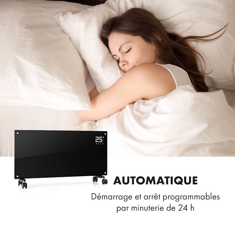 Bornholm convectieverwarmer 2000 W LCD display 2 verwarmingsniveaus - zwart Zwart
