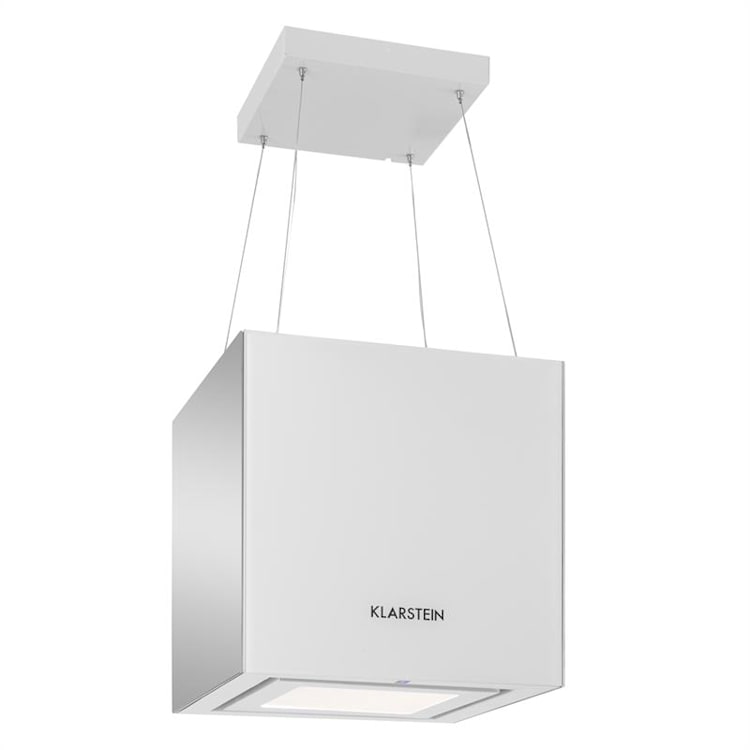 Kronleuchter Dunstabzugshaube Deckenhaube LED Glas verspiegelt weiß Weiß