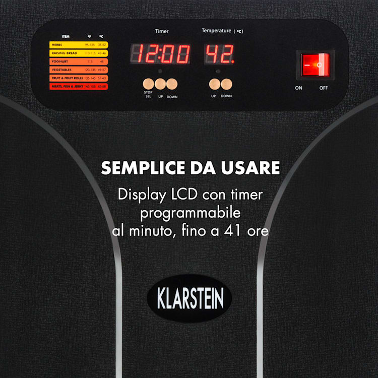 Fruit Jerky 14 Essiccatore 14 Livelli in Acciaio Inox nero 1000W 14 scomparti