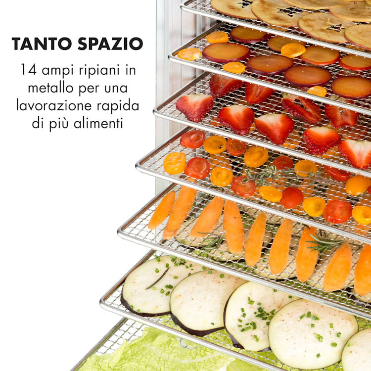 Fruit Jerky 14 Essiccatore 14 Livelli in Acciaio Inox nero 1000W 14 scomparti