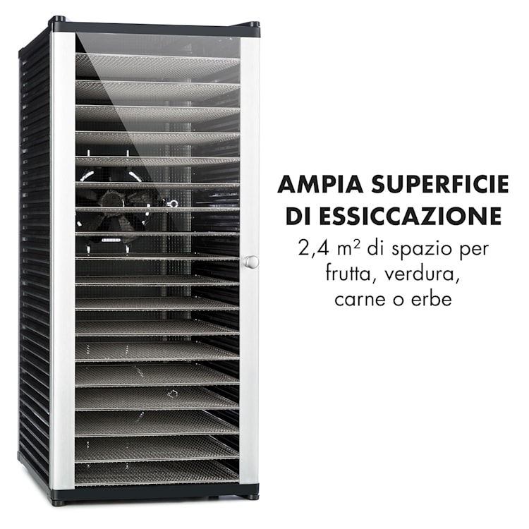 Fruit Jerky 18 Essiccatore 18 Livelli in Acciaio Inox nero 1000W 18 scomparti