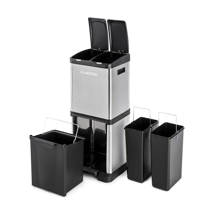 Ökosystem², szemeteskosár, hulladék osztályozó, 30 l (1 x15 l, 2x7,5 l), PE, nemesacél