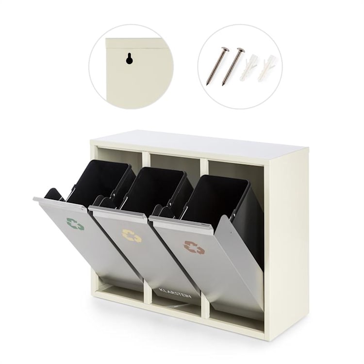 Ordnungshüter 3 Mülleimer Mülltrenner 45L (3 x 15 L) cremebeige 45 Ltr