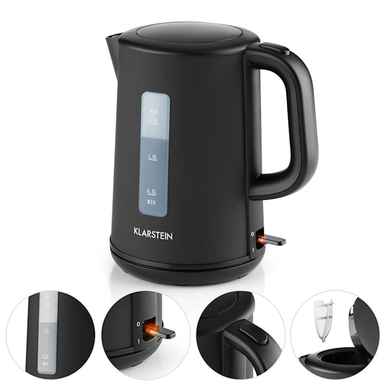 Wonderwall Vattenkokare 2200W 1,5L Cool-Touch svart