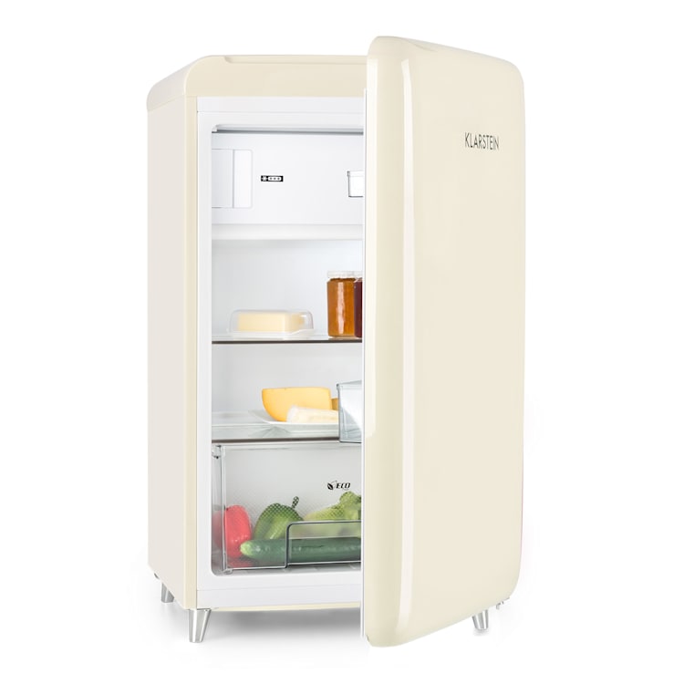 PopArt Retro-Kühlschrank 118 Liter Gefrierfach: 13 Liter regelbare Temperatur Creme