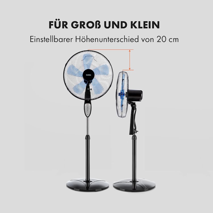 Summerjam Standventilator Standlüfter Ventilator | Ø 41 cm | 50 W | 3 Geschwindigkeiten | 4150 m³/h | Oszillation Timer Fernbedienung höhenverstellbar Schwarz