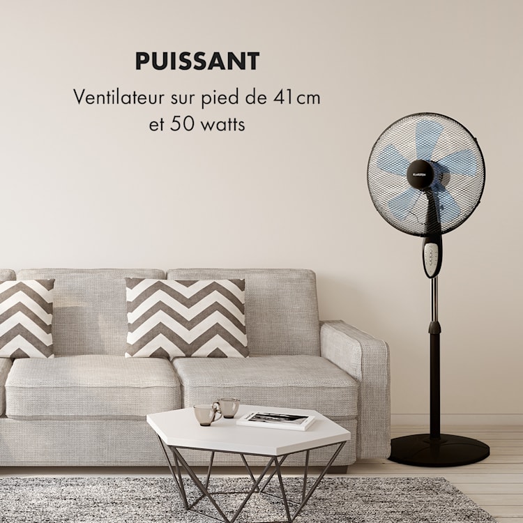 Summerjam ventilateur sur pied 41 cm 50 W 3 vitesses - noir Noir