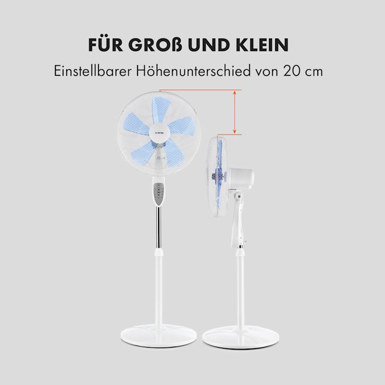 Summerjam Ventilatore a Piantana 41cm 50W 3 Livelli bianco Bianco