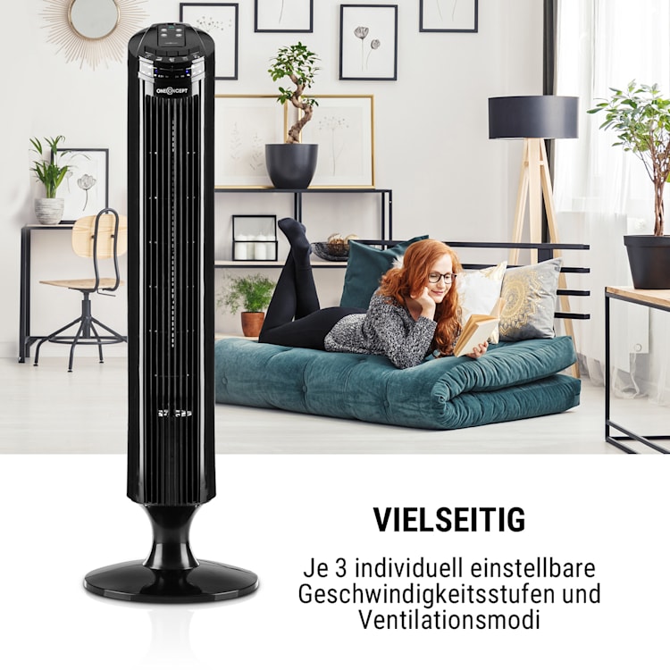 Blitzeis Säulenventilator Standventilator 40W 45° Oszillation schwarz Schwarz