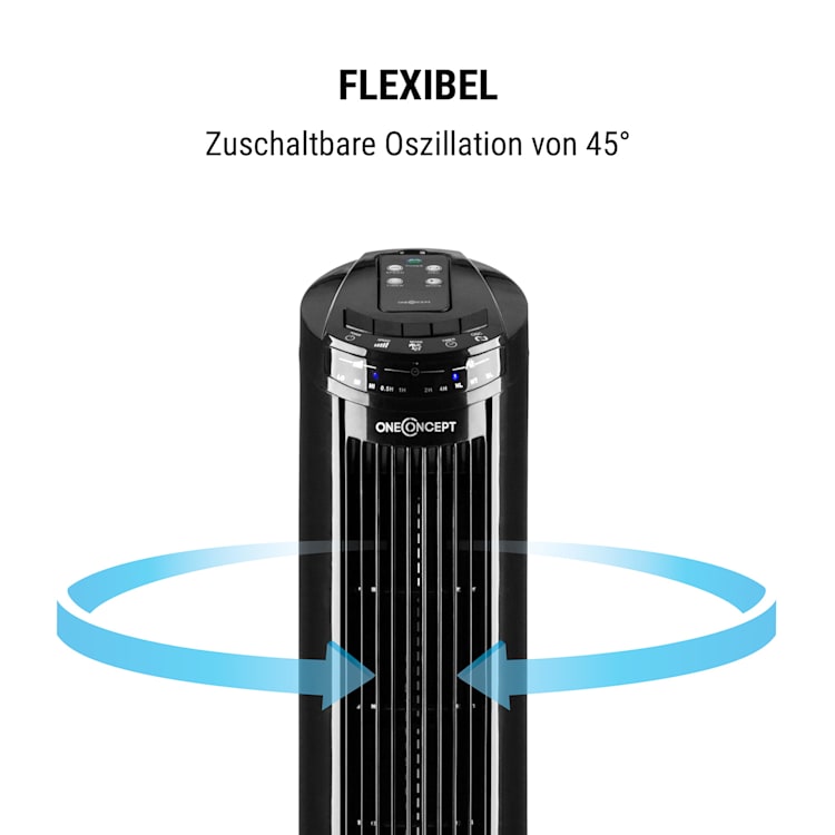 Blitzeis Säulenventilator Standventilator 40W 45° Oszillation schwarz Schwarz