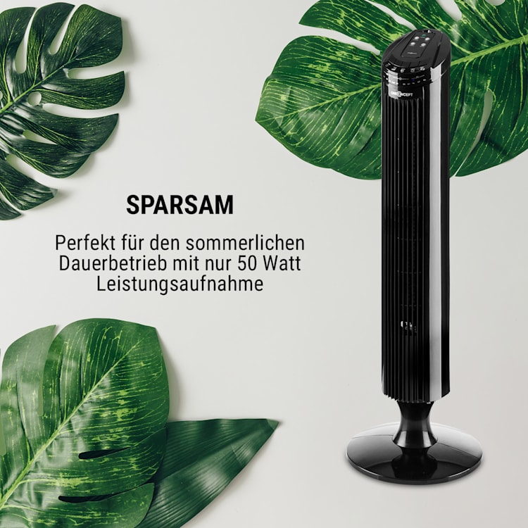 Blitzeis Säulenventilator Standventilator 40W 45° Oszillation schwarz Schwarz