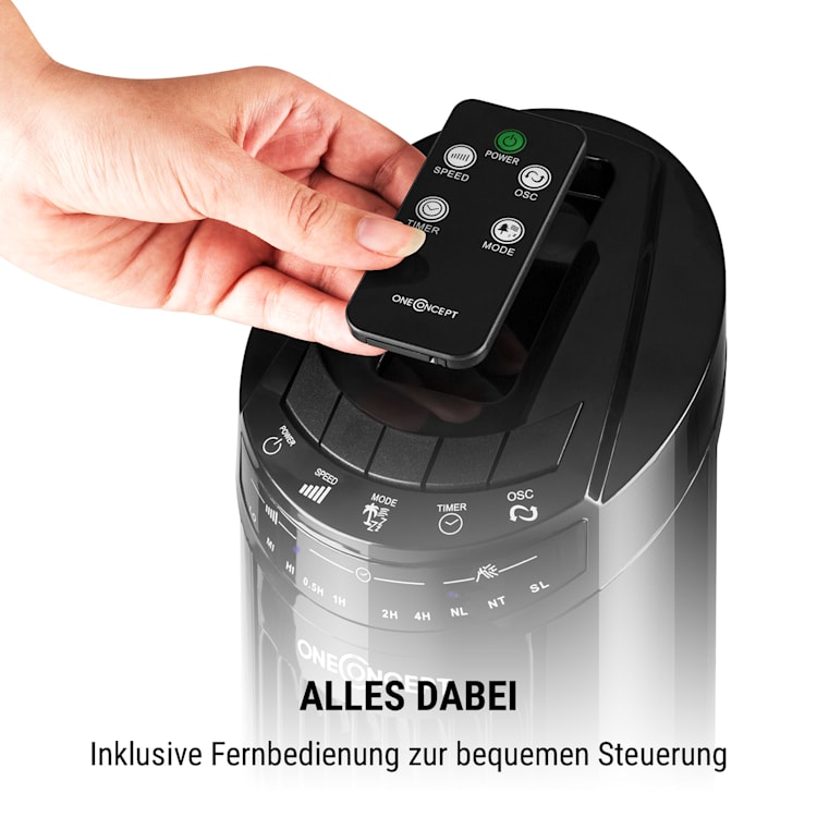 Blitzeis Säulenventilator Standventilator 40W 45° Oszillation schwarz Schwarz
