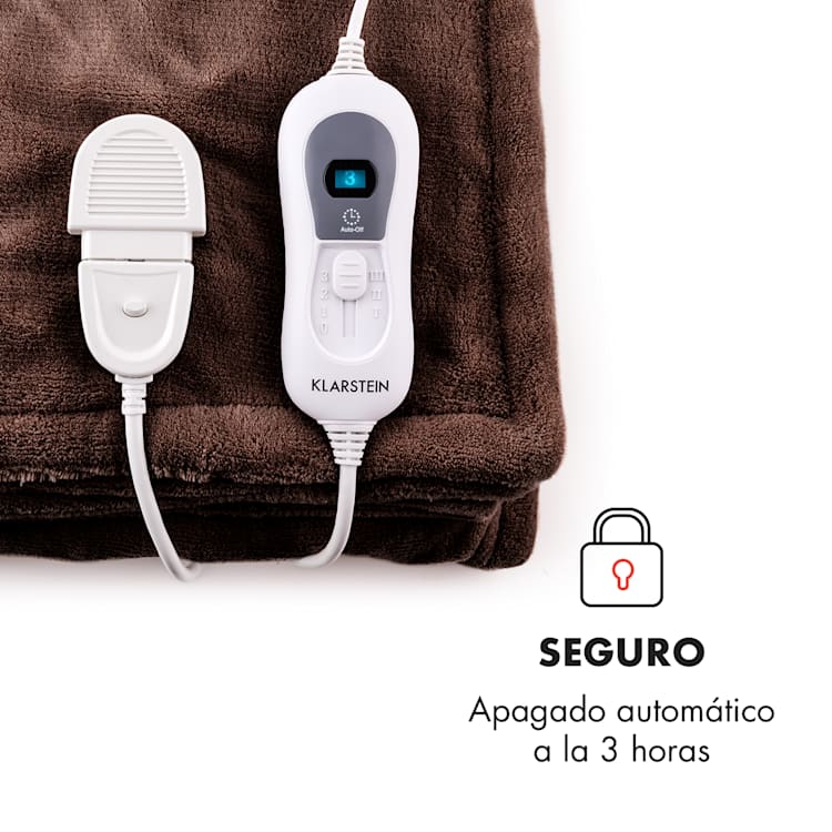 Dr. Watson XXL Manta eléctrica 120W lavable 200x180cm Microfibra marrón Marrón | XXL
