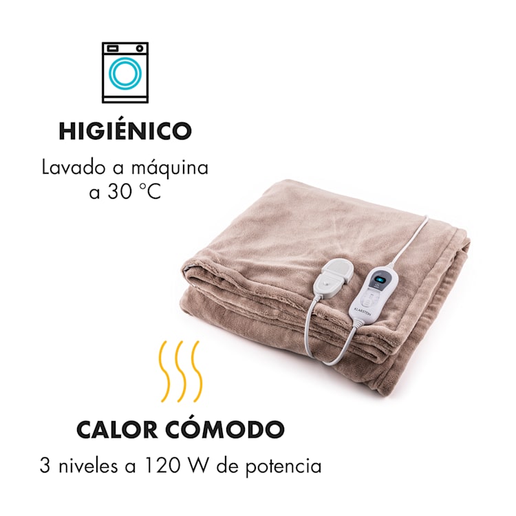 Dr. Watson XXL Manta eléctrica 120W lavable 200x180cm Microfibra beige Beige | XXL