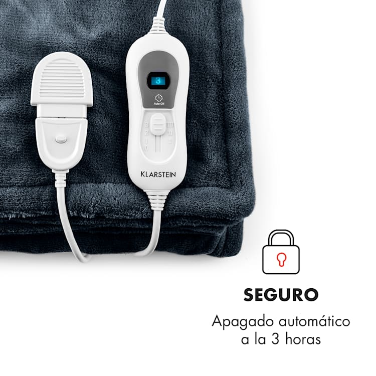 Dr. Watson XL Manta eléctrica 120 W lavable 180x130cm micro fibra gris Gris | XL