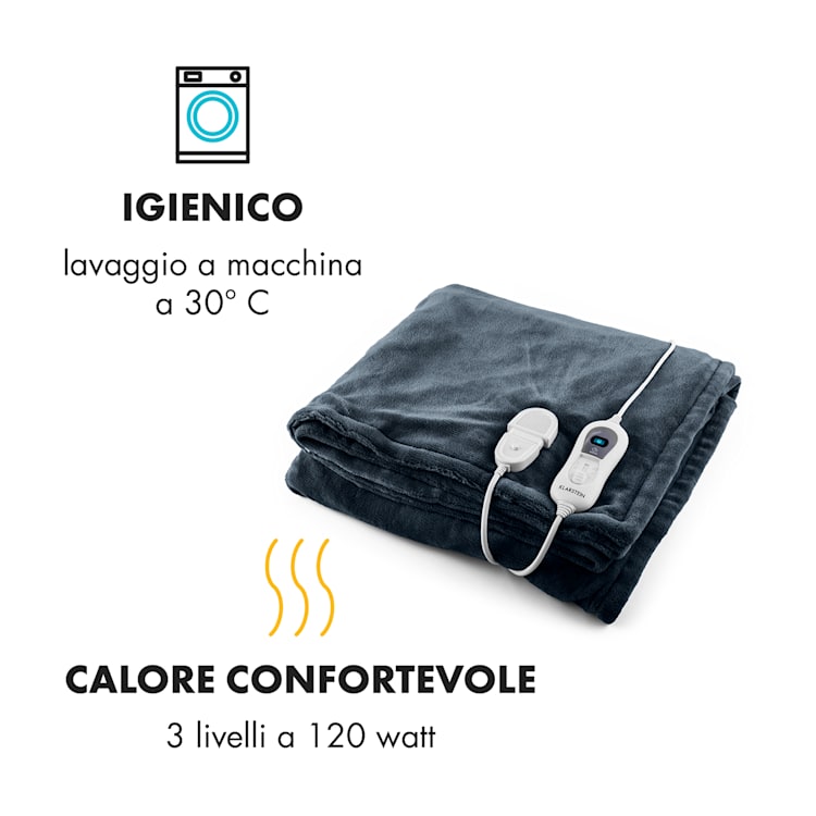 Dr. Watson XL Coperta Elettrica 120W Lavabile 180x130 Velluto Grigio Grigio | XL