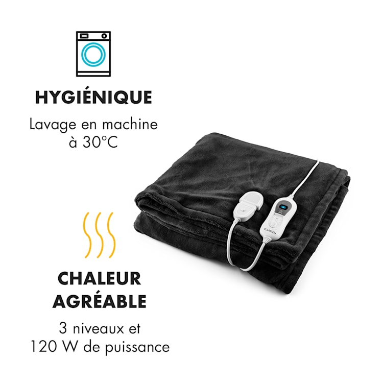 Dr. Watson XL Couverture chauffante 120W 180x130cm microfibre - noir Noir | XL