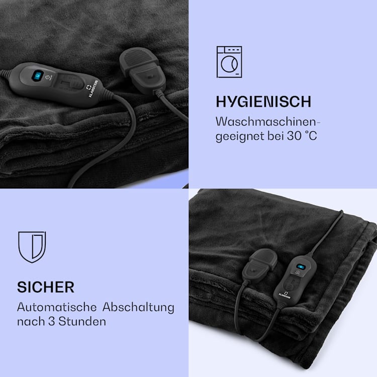 Dr. Watson XL Heizdecke 120 W 3 Temperaturstufen 180 x 130 cm Bedienteil Schwarz | XL