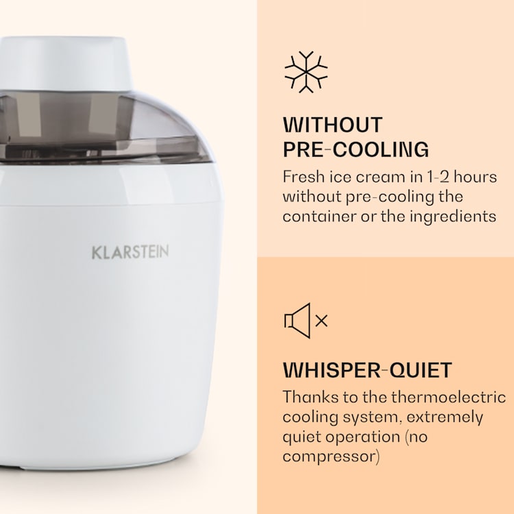 Schneeflöckchen Ice Cream Maker Thermoelectric 700ml Quiet White