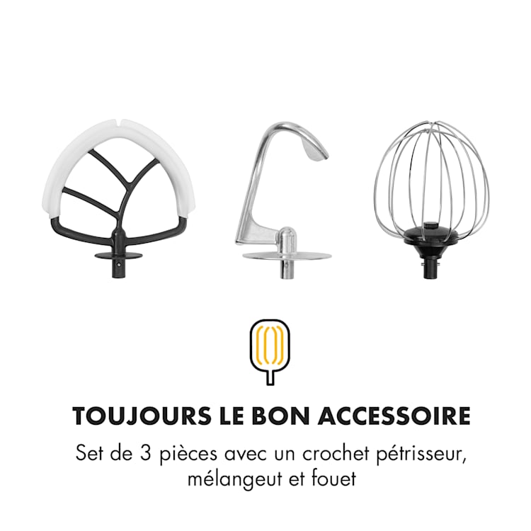 Bella Argentea 2G Robot de cuisine 1200W bol en verre 2,5/5 l - argent Argent