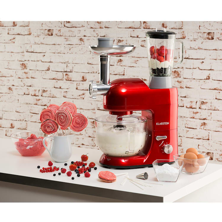 Lucia Rossa 2G keukenmachine mixer vleesmolen 1300W zonder BPA Rood