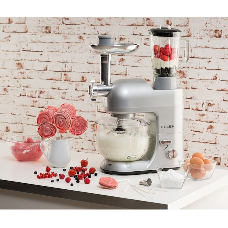 Lucia Argentea 2G keukenmachine mixer vleesmolen 1300W zonder BPA Zilver