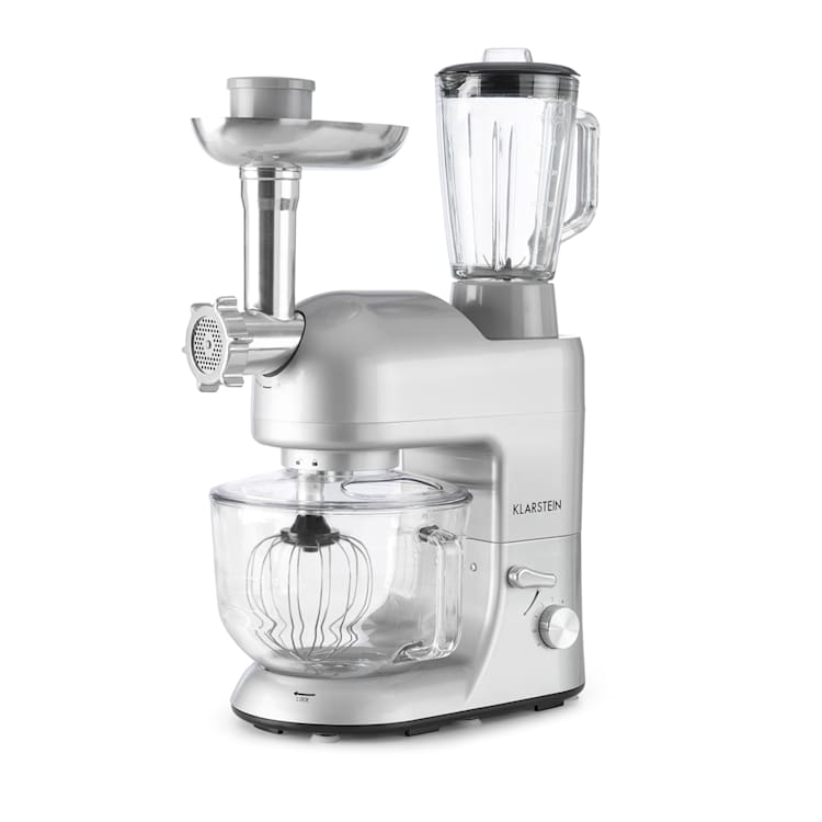 Lucia Argentea 2G keukenmachine mixer vleesmolen 1300W zonder BPA Zilver