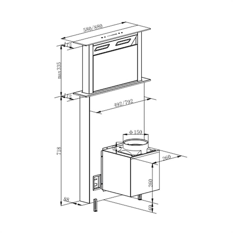 Royal Flush Downdraft Dunstabzugshaube 430 m³/h 60 cm 60