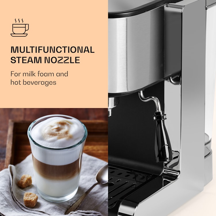 Passionata 15 espresso machine 15 bar 6 cups 1.25 litres milk foam 15 bar | Silver