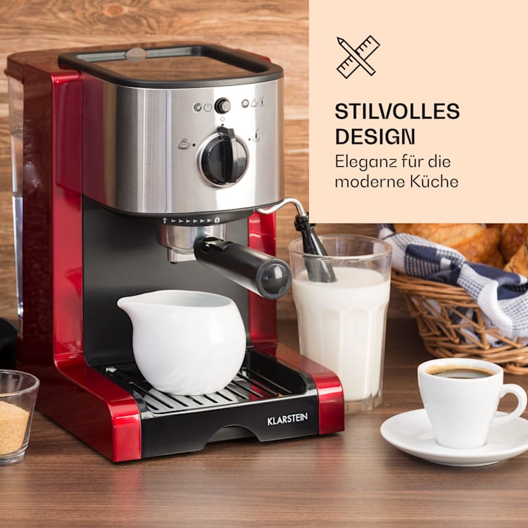 Passionata 15 Espressomaschine 15 bar 6 Tassen 1,25 Liter Milchschaum 15 bar | Rot