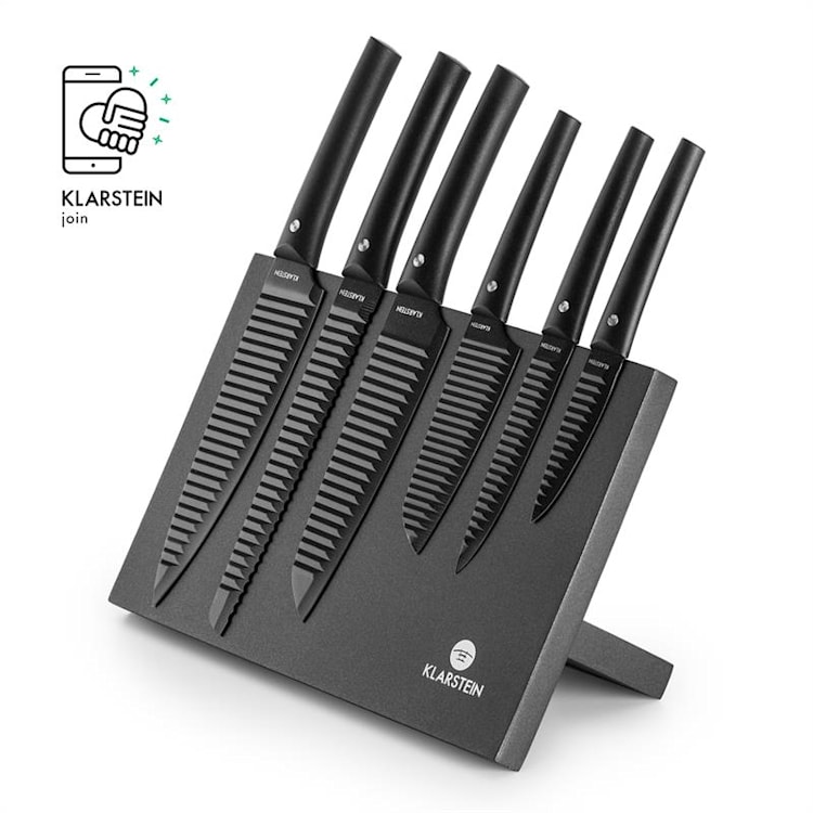 Kissaki Set de cuchillos magnéticos recubrimiento antiadherente forma de onda negro Negro
