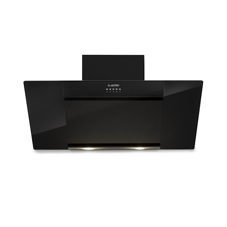 Klarstein Zola 90 Dunstabzugshaube 210 W 607m³/h 2-teiliger Kamin 304er Edelstahl Schwarz | 90 cm