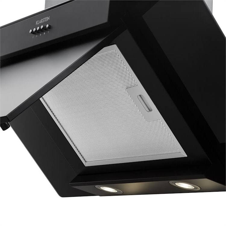 Klarstein Zola 90 Dunstabzugshaube 210 W 607m³/h 2-teiliger Kamin 304er Edelstahl Schwarz | 90 cm