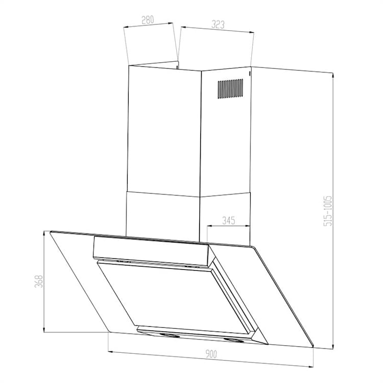 Klarstein Zola 90 Dunstabzugshaube 210 W 607m³/h 2-teiliger Kamin 304er Edelstahl Schwarz | 90 cm