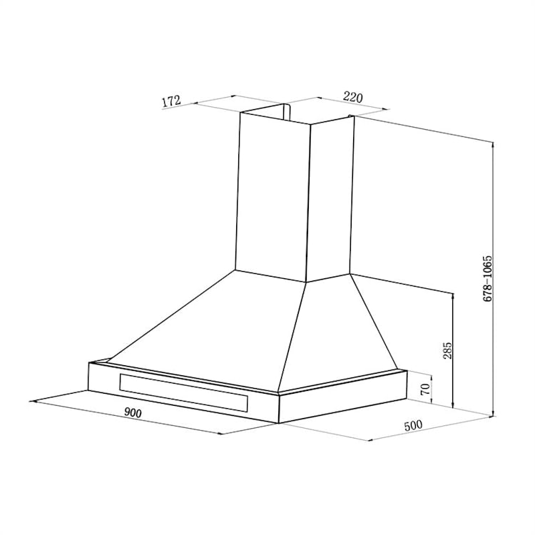 Zelda 90 Dunstabzugshaube 210W 3 Stufen 650m³/h LED EEK: B 90 cm